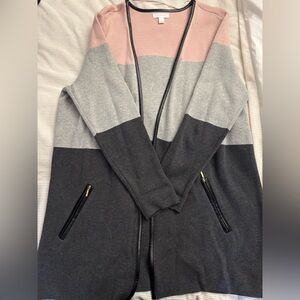 Colorblock Open Front Cardigan